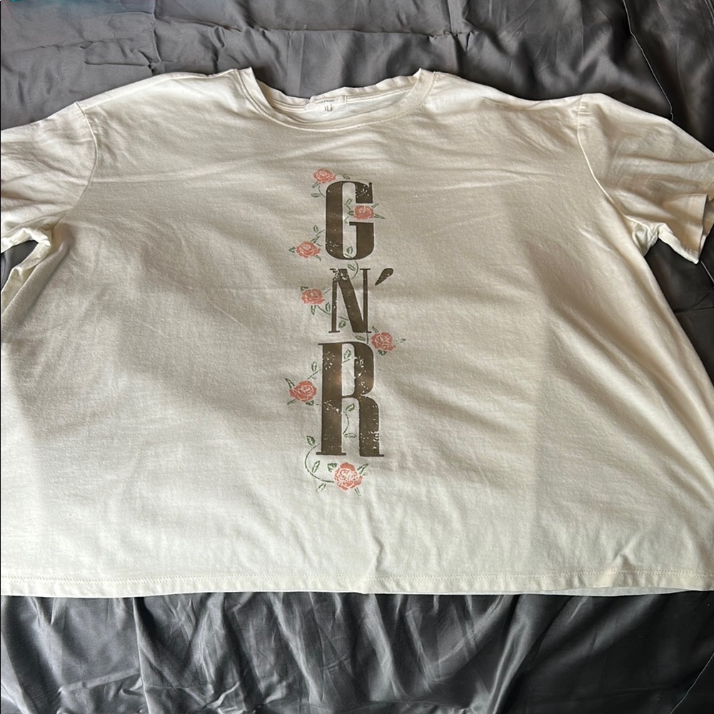 Maurices White Graphic Tee with Floral Accents